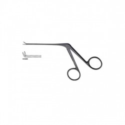 Micro Alligator Ear Forceps with 4mm Tip Angled Up Serrated - Black Coated
